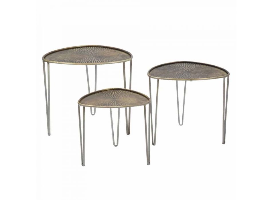 Insieme di 3 Tavolini da Salotto di Design Moderno in Ferro - Marla Viadurini