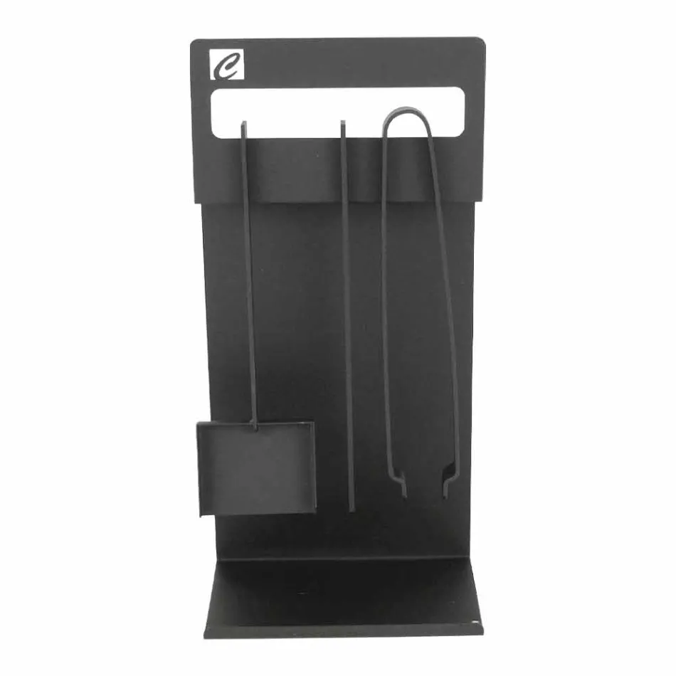 Insieme di Strumenti di Design per Camino in Acciaio Nero Made in Italy - Ostro Viadurini
