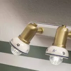 Lampada a Muro Lineare 3 Faretti in Ottone e Ceramica Artigianale - Savona Viadurini