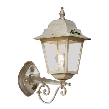 Lampada a Parete Giardino in Alluminio Bianco Decorato a Mano - Gorizia Viadurini