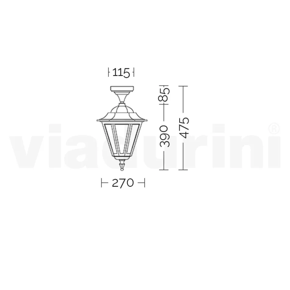 Lampada a Soffitto da Giardino in Vetro e 5 Finiture di Alluminio - Pinako Viadurini