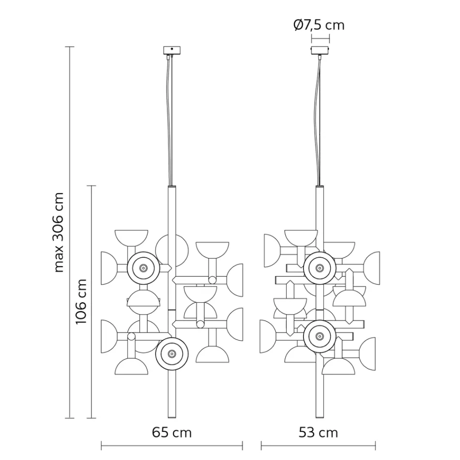 Lampada a Sospensione 16 Luci Design in Alluminio Bianco o Nero -Celio Viadurini