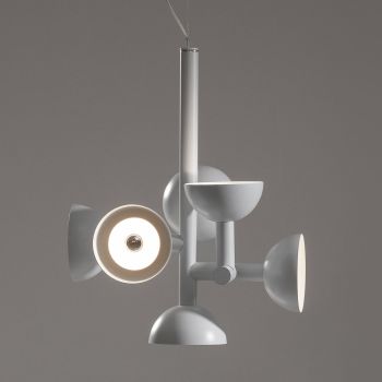 Lampada a Sospensione 6 Luci Design in Alluminio Bianco o Nero - Celio