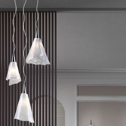 Lampada a Sospensione Artigianale in Vetro Veneziano Soffiato - Chrystal Viadurini