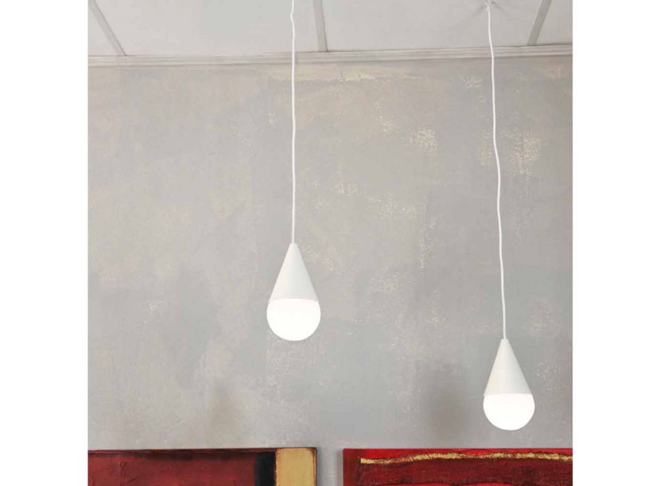 Lampada a sospensione bianca a 2 luci Drop, design moderno Viadurini