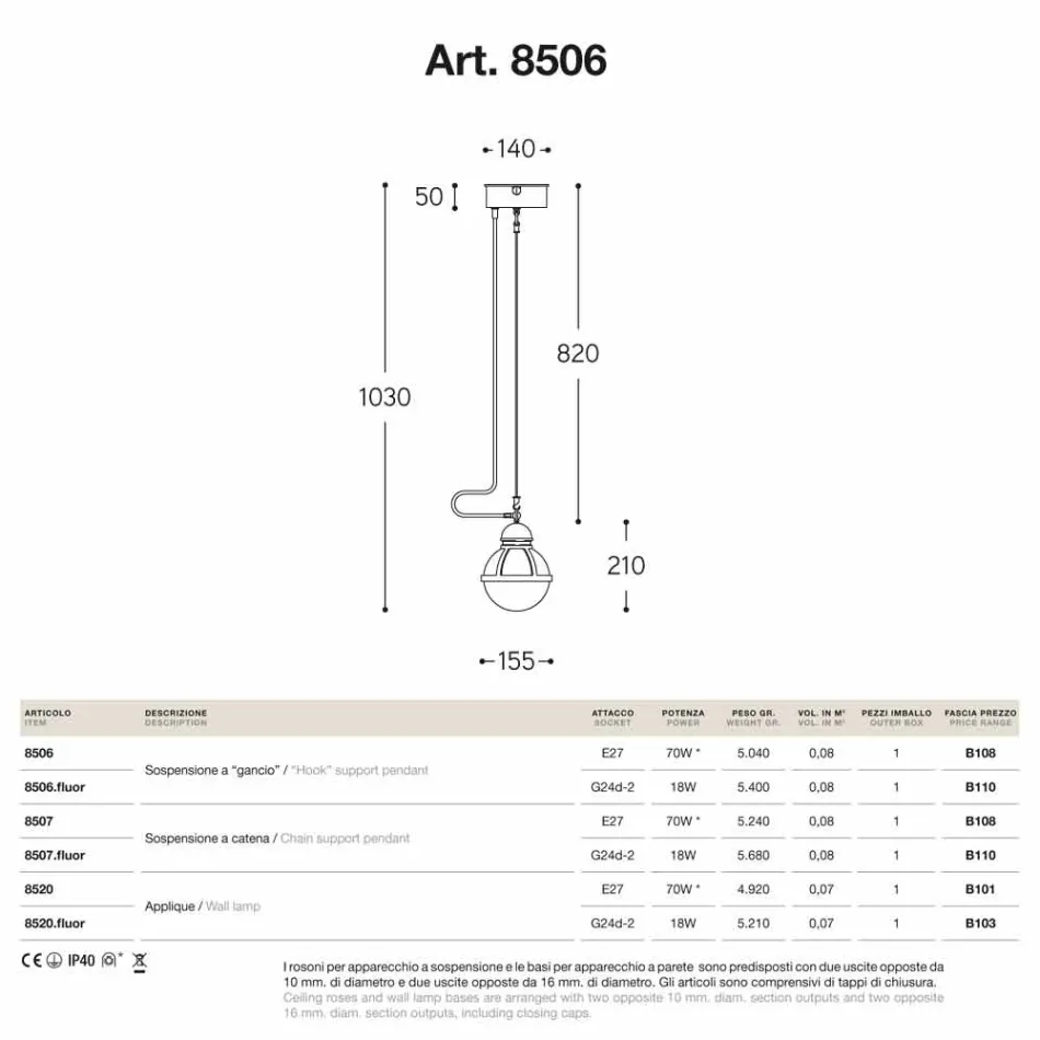 Lampada a sospensione Cimosa in ottone e vetro bianco Viadurini
