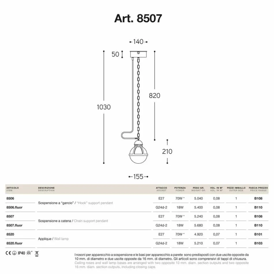 Lampada a sospensione Cimosa in ottone e vetro bianco Viadurini