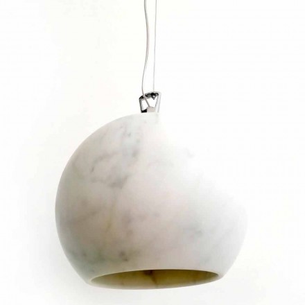 Lampada a Sospensione di Design in Marmo Bianco di Carrara Made in Italy - Panda Viadurini
