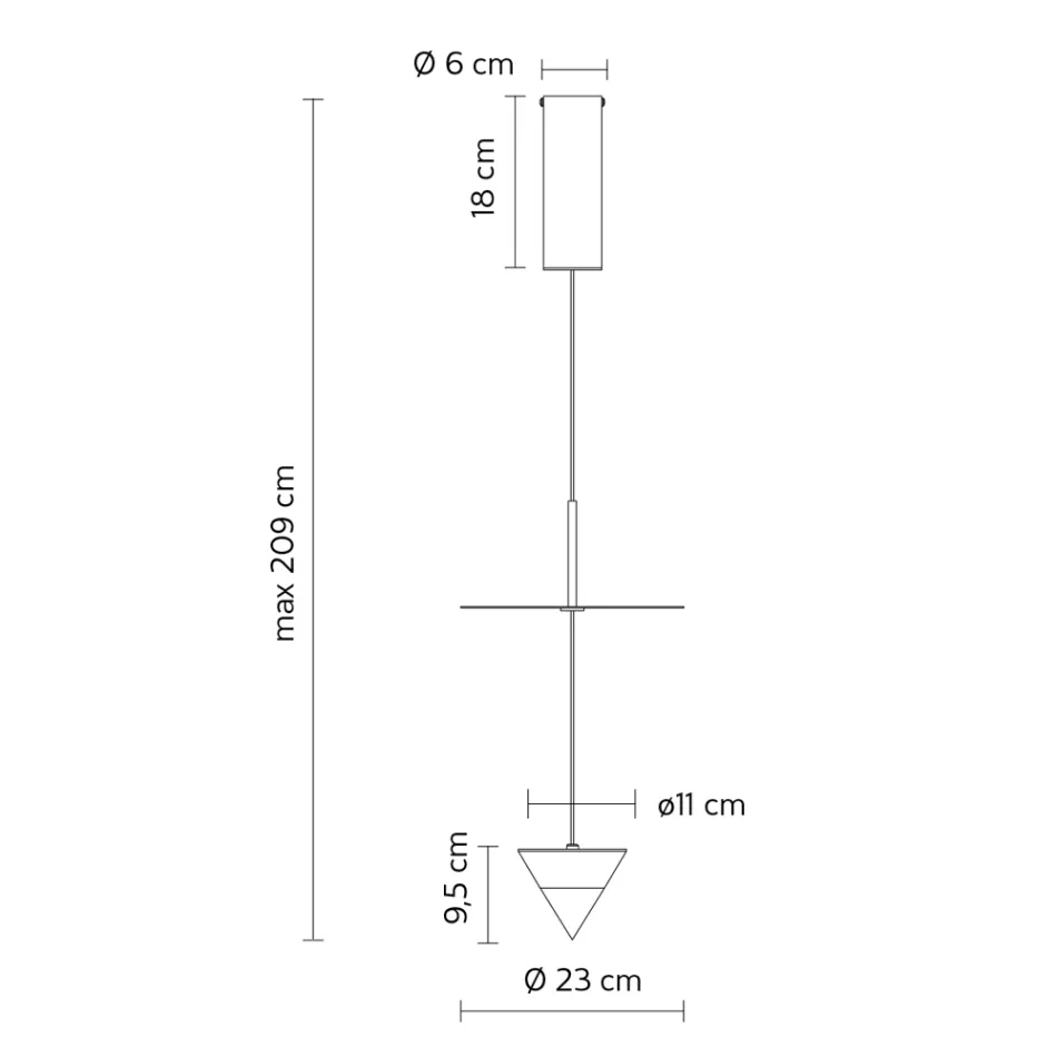 Lampada a Sospensione in Alluminio con Piatto Bianco e Cono Nero - Padel Viadurini