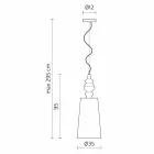 Lampada a Sospensione in Ceramica Bianca Paralume in Lino Lungo Design - Cadabra Viadurini