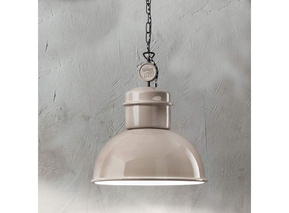 Lampada a Sospensione in Ceramica Colorata Design Industriale - Gennina Viadurini