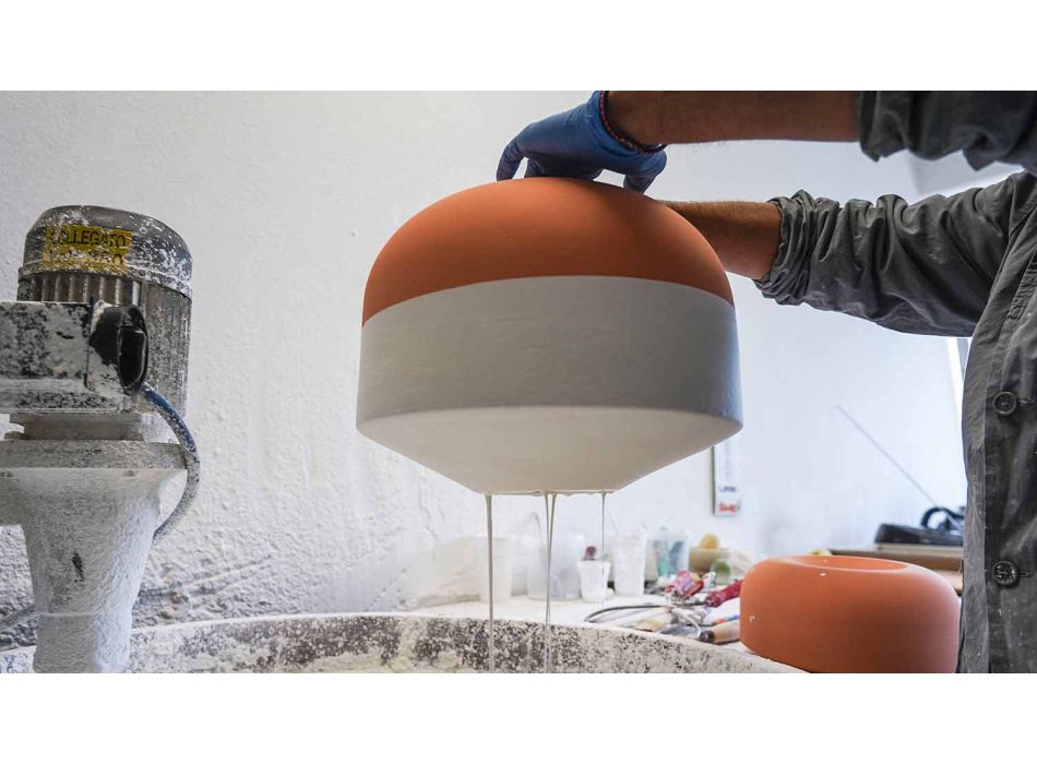 Lampada a Sospensione in Ceramica Colorata Made in Italy – Ferroluce Bellota Viadurini