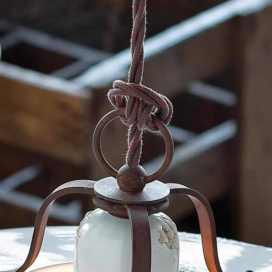 Lampada a sospensione in ceramica e metallo country Emily Ferroluce Viadurini