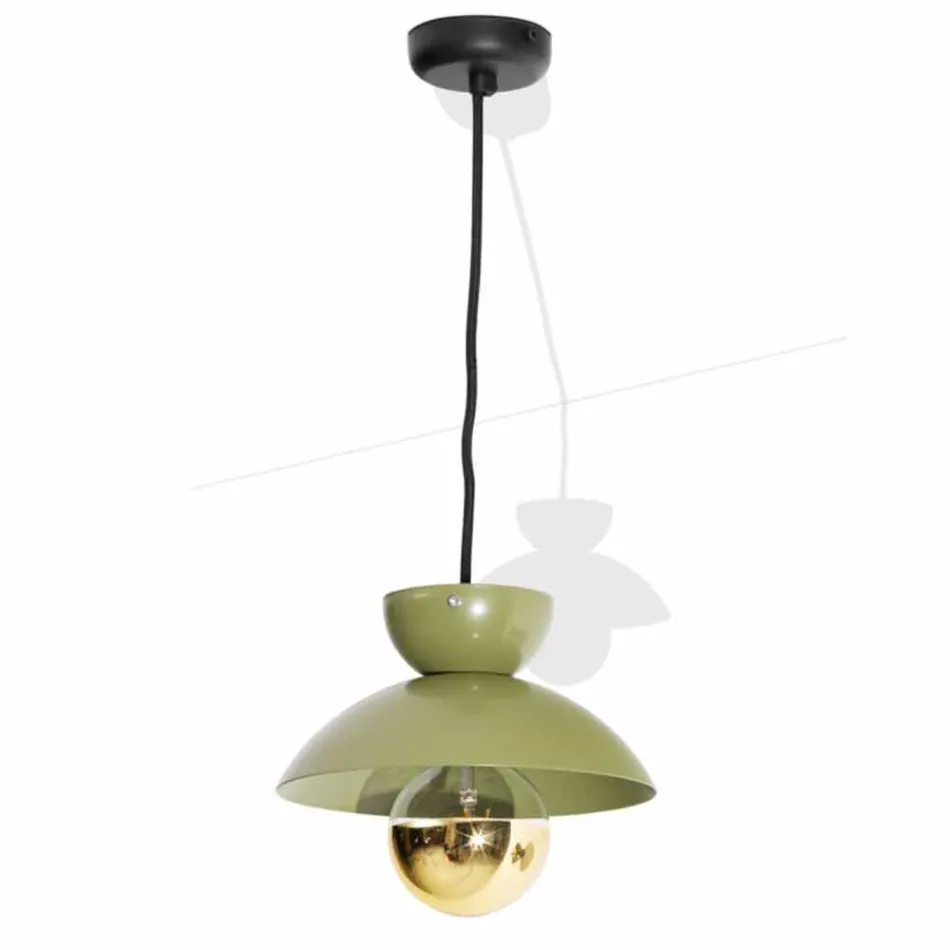 Lampada a Sospensione in Metallo con Dettaglio Oro Moderna Made in Italy - Valta Viadurini