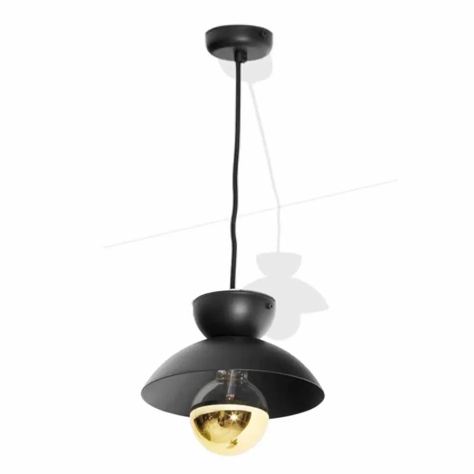 Lampada a Sospensione in Metallo con Dettaglio Oro Moderna Made in Italy - Valta Viadurini