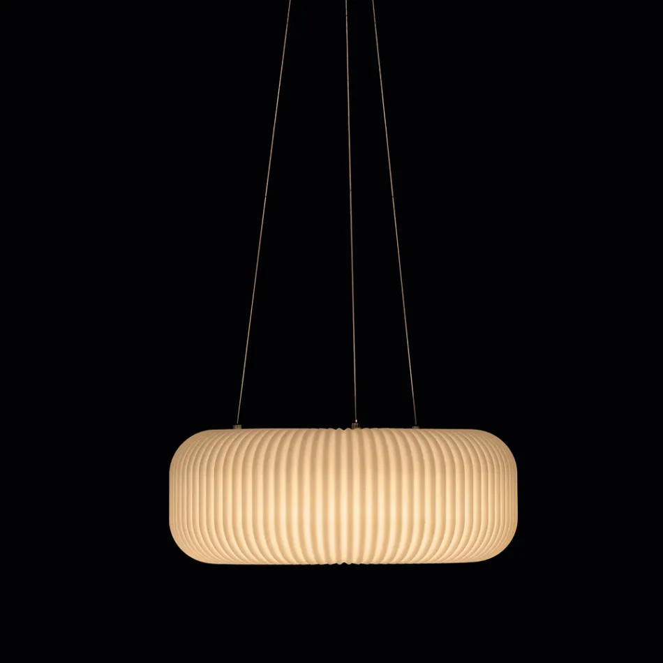 Lampada a Sospensione in Polietilene Color Alabastro Made in Italy - Disco Viadurini