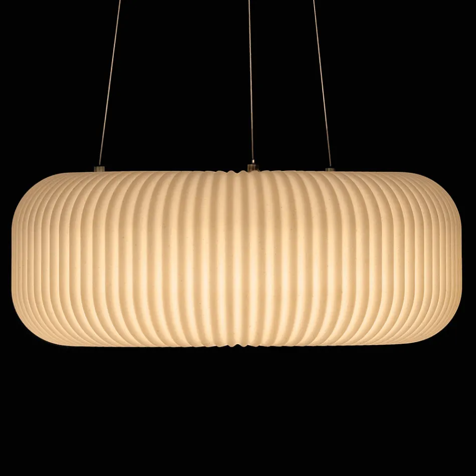 Lampada a Sospensione in Polietilene Color Alabastro Made in Italy - Disco Viadurini