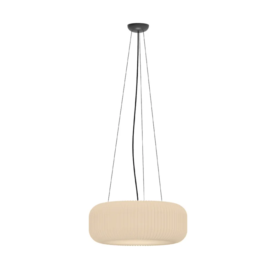 Lampada a Sospensione in Polietilene Color Alabastro Made in Italy - Disco Viadurini