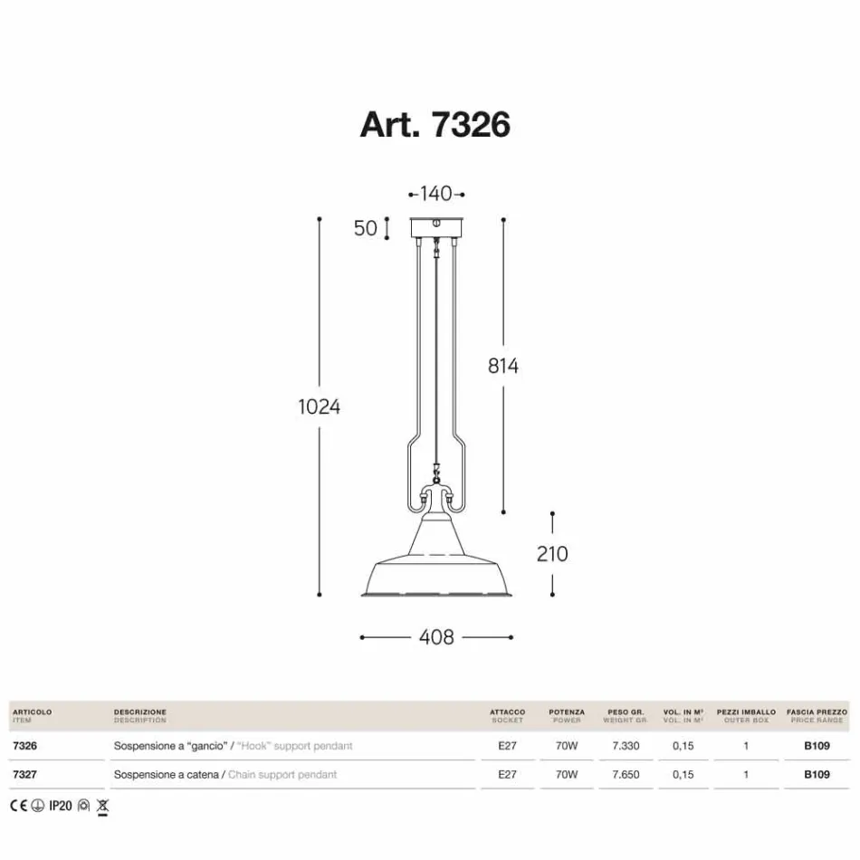 Lampada a sospensione in rame ed ottone anticati Fonderia Viadurini