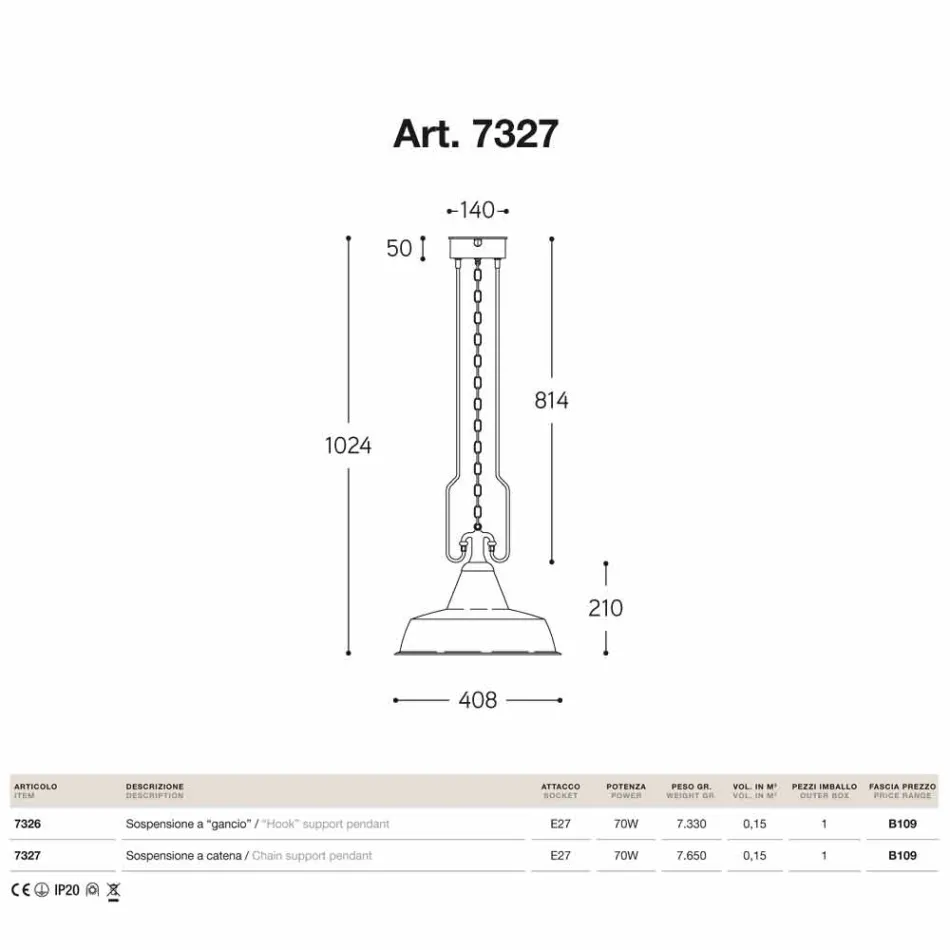 Lampada a sospensione in rame ed ottone anticati Fonderia Viadurini