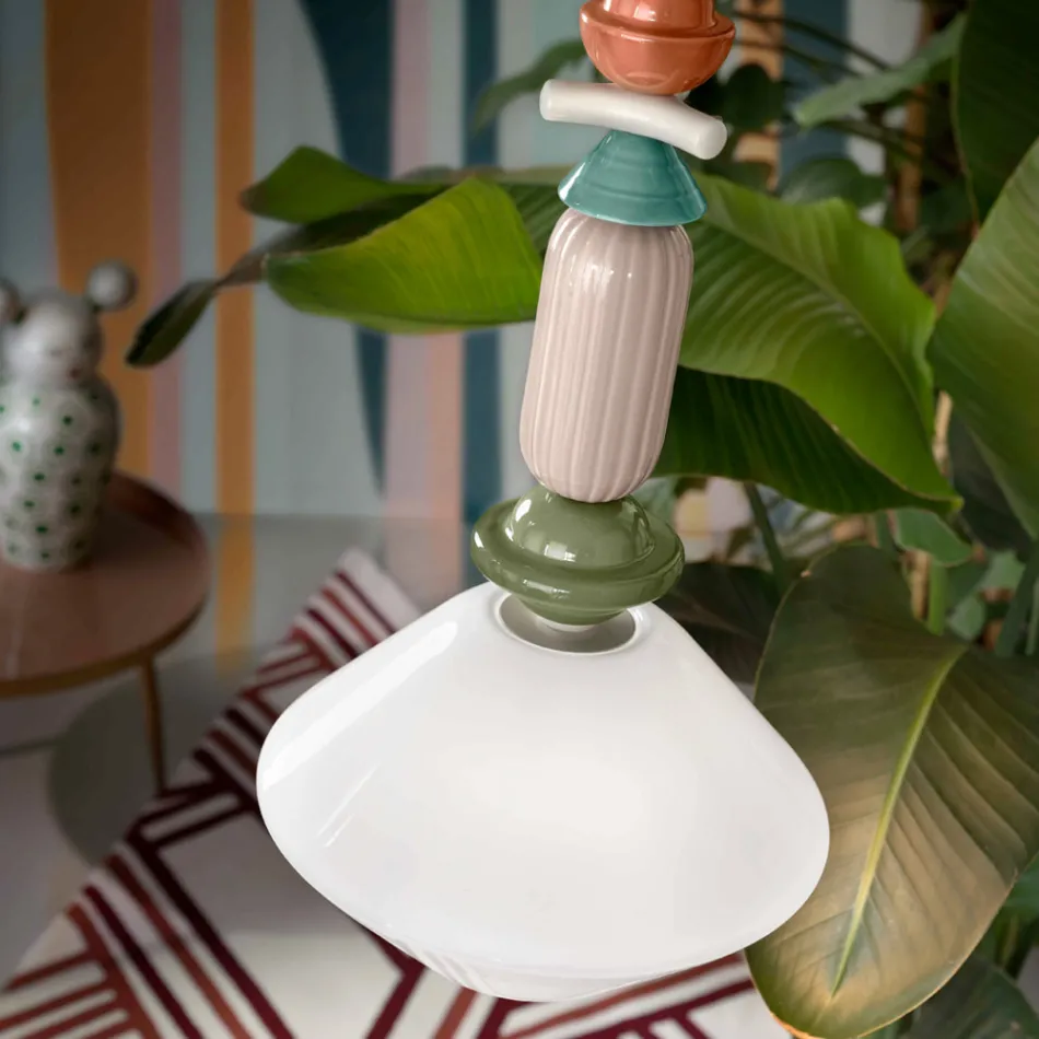 Lampada a Sospensione in Vetro e Ceramica Colorata Made in Italy - Lariat Viadurini