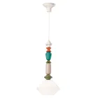 Lampada a Sospensione in Vetro e Ceramica Colorata Made in Italy - Lariat Viadurini