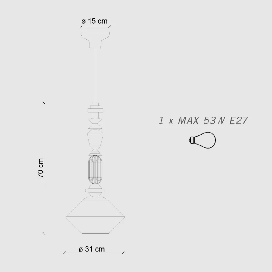 Lampada a Sospensione in Vetro e Ceramica Colorata Made in Italy - Lariat Viadurini