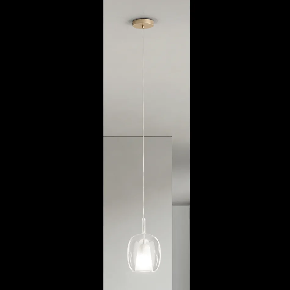 Lampada a Sospensione in Vetro Satinato e Colorato Made in Italy - Trilly Viadurini