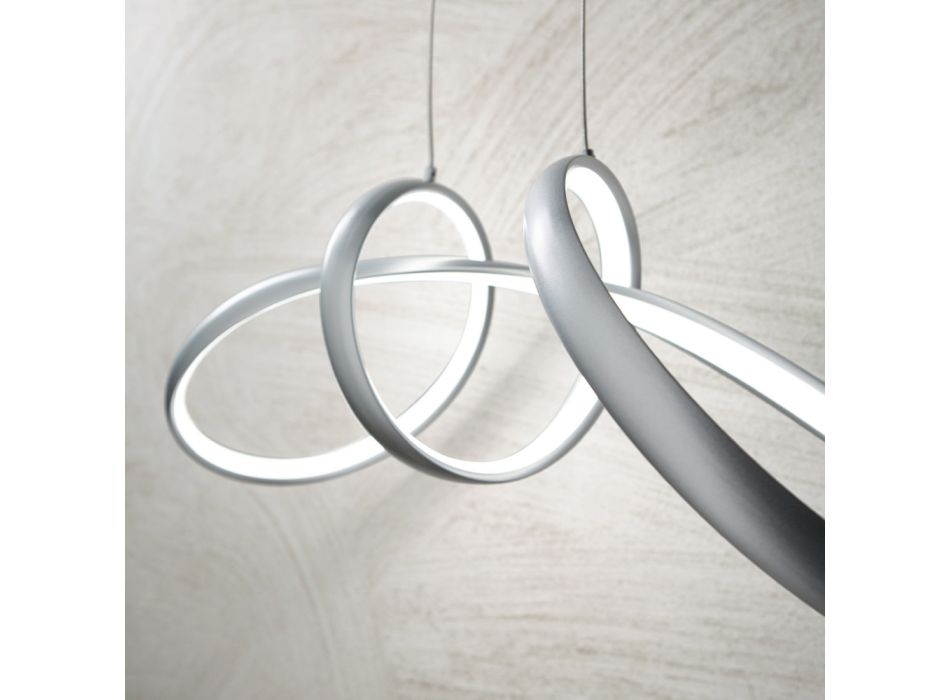 Lampada a Sospensione Led in Metallo Argento, 2 Misure Design Moderno - Lumino Viadurini
