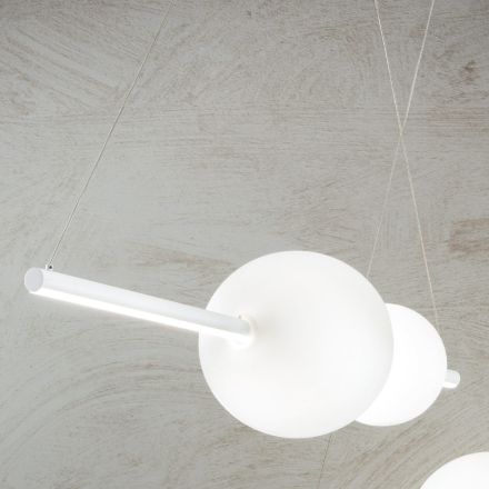 Lampada a Sospensione LED in Metallo Bianco, Nero o Oro e Vetro - Snidget Viadurini