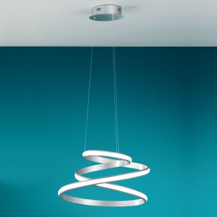 Lampada a Sospensione LED in Metallo Verniciato Bianco o Silver - Rivolta Viadurini