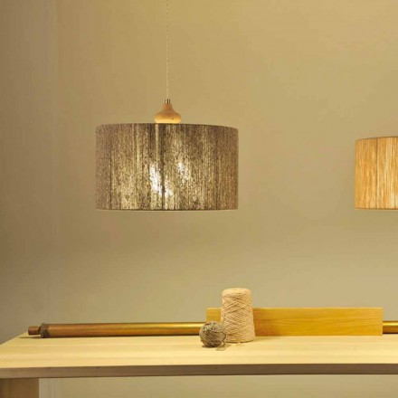 Lampada a sospensione moderna con elemento in legno Bois Viadurini