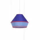 Lampada a Sospensione Moderna con Paralume in Cotone Blu Made in Italy - Soya  Viadurini