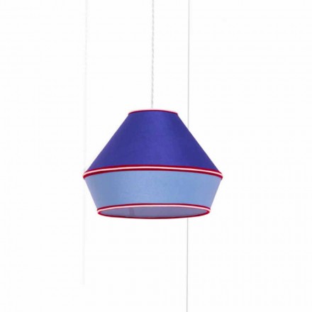 Lampada a Sospensione Moderna con Paralume in Cotone Blu Made in Italy - Soya  Viadurini