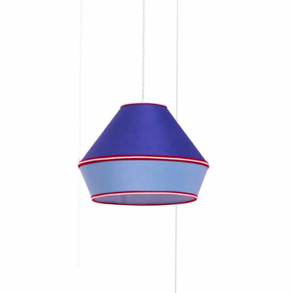 Lampada a Sospensione Moderna con Paralume in Cotone Blu Made in Italy - Soya  Viadurini