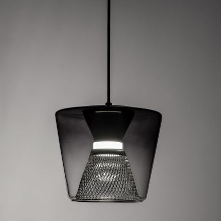 Lampada a Sospensione realizzata in Metallo e Vetro Made in Italy - Think Viadurini