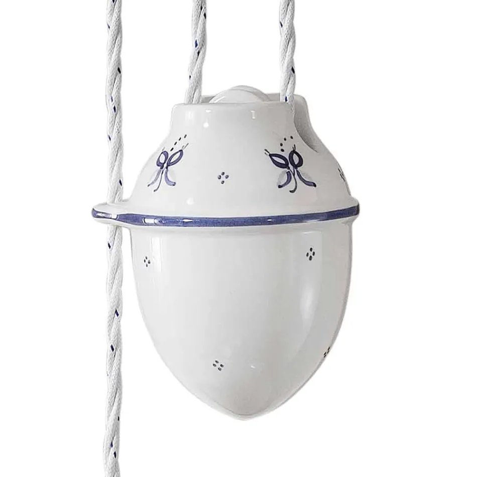 Lampada a Sospensione Saliscendi in Ceramica Decorata 2 Misure - Asti Viadurini