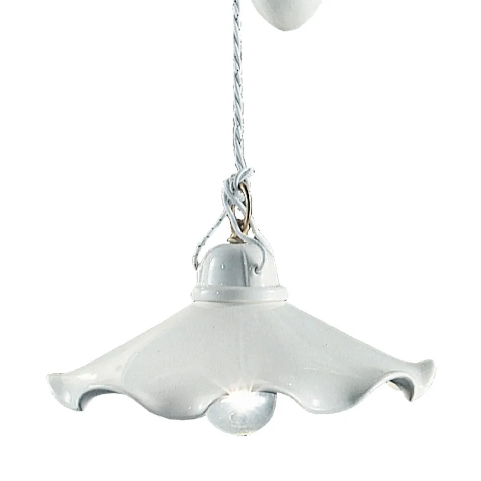 Lampada a Sospensione Saliscendi in Ceramica Lucida Ondulata - Belluno Viadurini