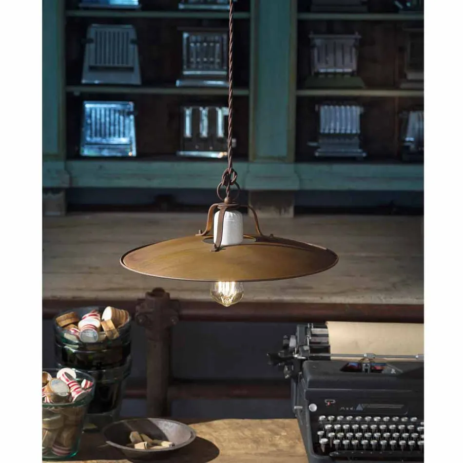 Lampada a sospensione stile industriale artigianale Ferroluce Viadurini