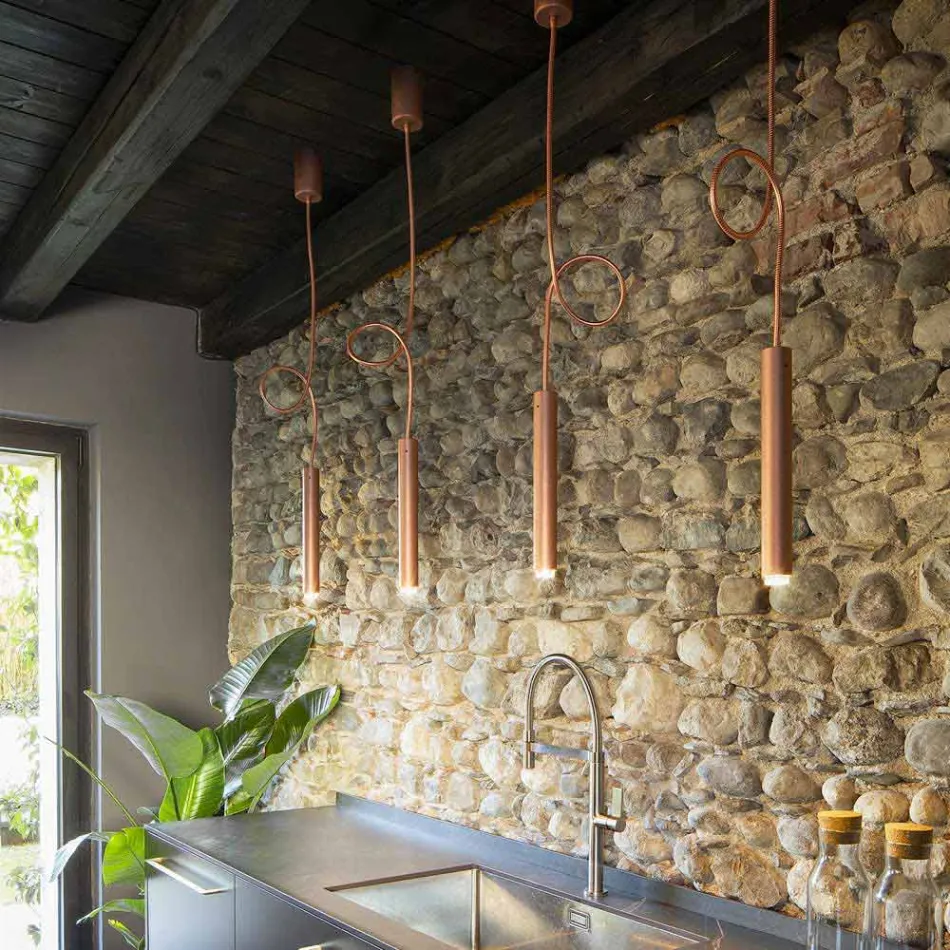 Lampada a Sospensione Tubolare Moderna con Cavo Flessibile – Tubò Aldo Bernardi Viadurini