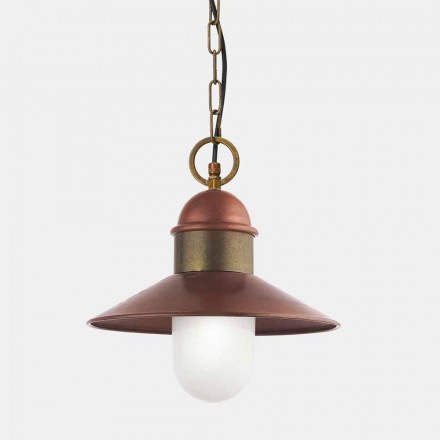 Lampada a Sospensione Vintage in Ottone e Rame con Catena - Borgo by Il Fanale Viadurini