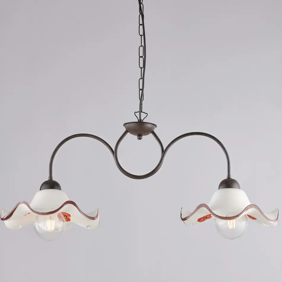 Lampada Artigianale in Vetro e Metallo Made in Italy per Soggiorno e Camera - Merope Viadurini