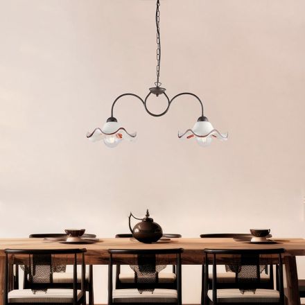 Lampada Artigianale in Vetro e Metallo Made in Italy per Soggiorno e Camera - Merope Viadurini