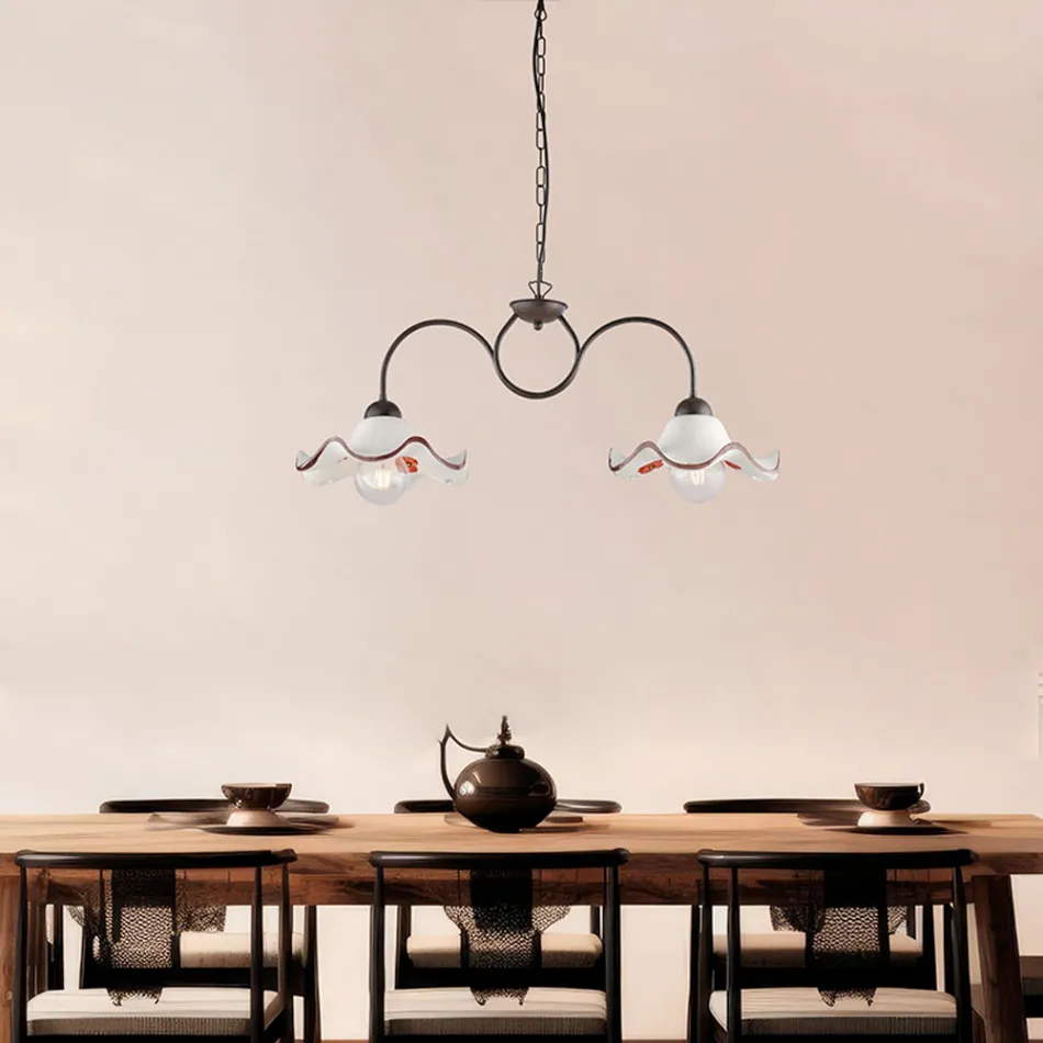 Lampada Artigianale in Vetro e Metallo Made in Italy per Soggiorno e Camera - Merope Viadurini