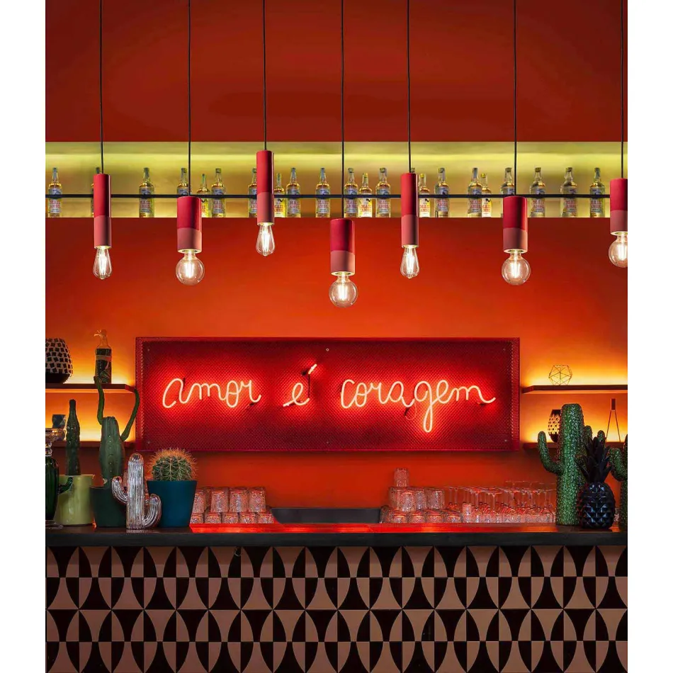 Lampada Cilindrica a Sospensione Ceramica Colorata Made in Italy – Ferroluce Pi Viadurini