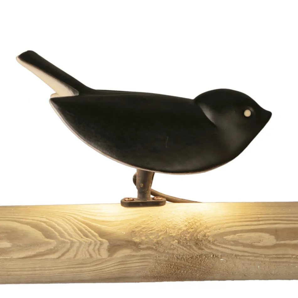 Lampada da Appoggio in Maiolica Toscana Smaltata Made in Italy - Uccellino Viadurini