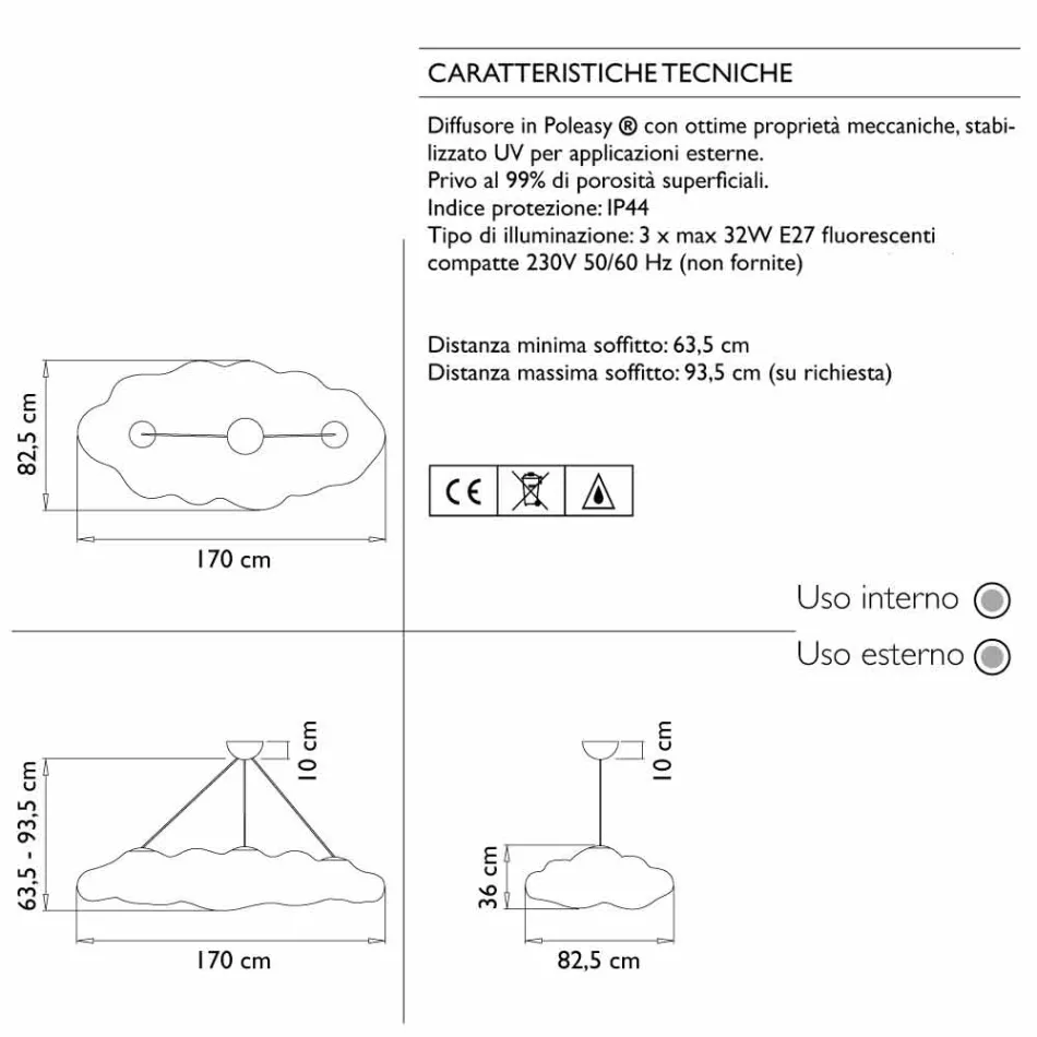 Lampada da Esterno a Sospensione di Design in Polietilene - Nefos by Myyour Viadurini