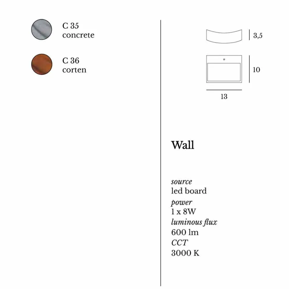 Lampada da parete design moderno in acciaio Ø13xh.3,5xsp.10 cm Osea  Viadurini