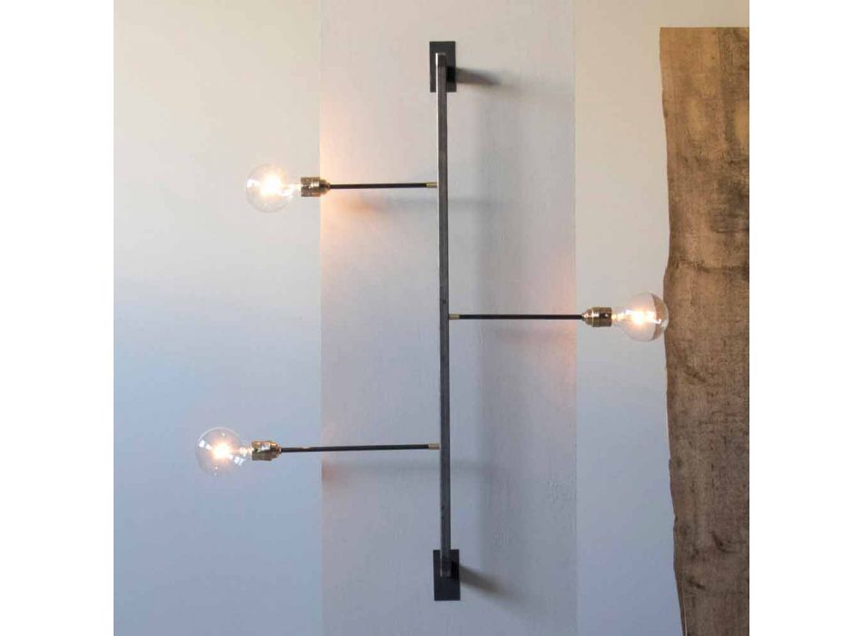 Lampada da Parete di Design con Struttura in Ferro Nero Made in Italy - Anima