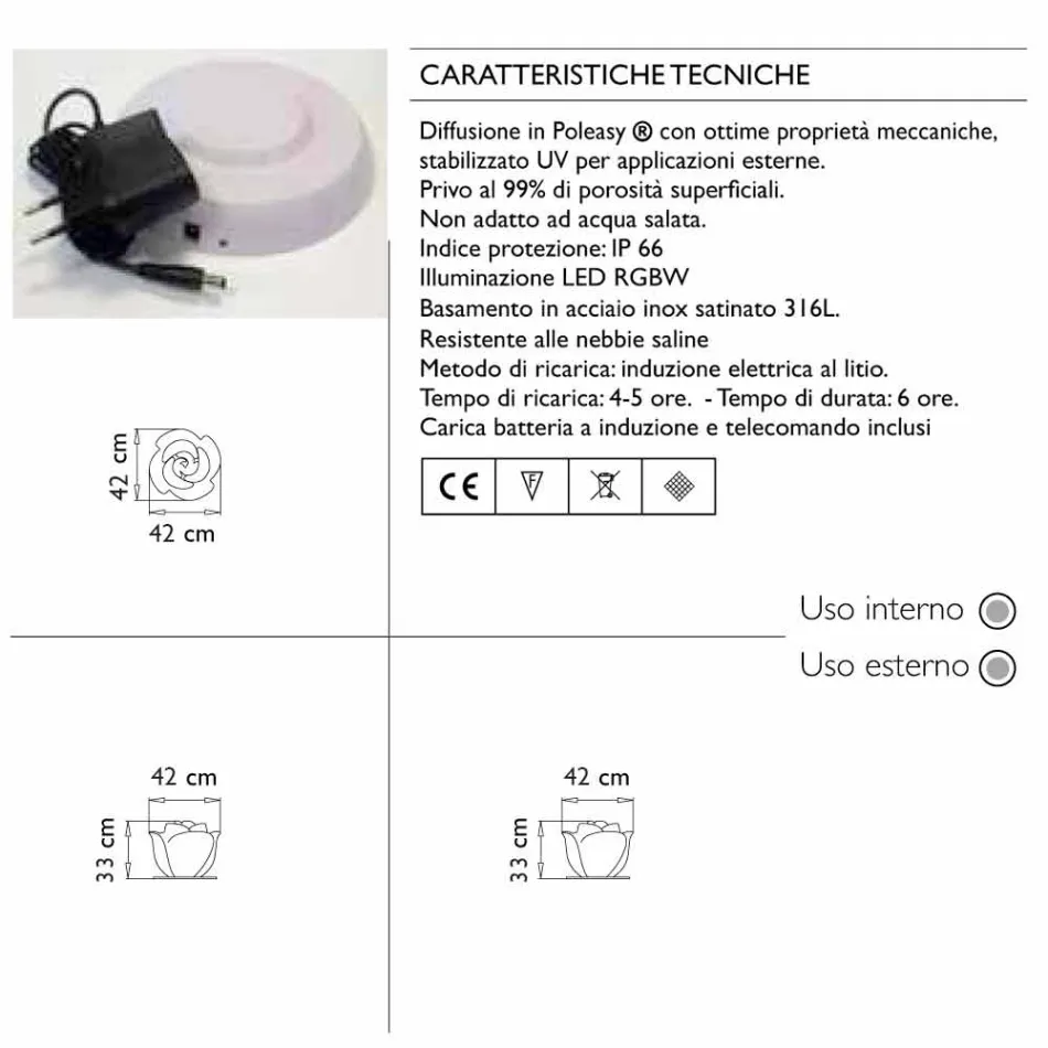 Lampada da Tavolo a Forma di Rosa con Led RGBW a Induzione - Baby Love by Myyour Viadurini